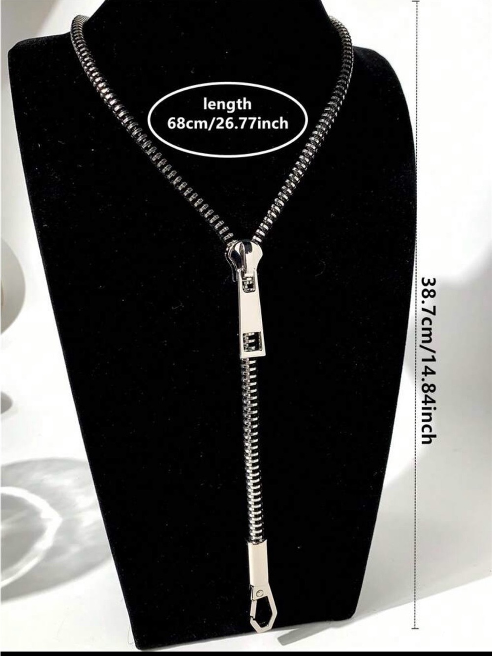 Black and Silver Zipper Pendant Necklace for Women - Unbranded